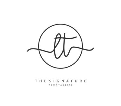 L T LT Initial letter handwriting and  signature logo. A concept handwriting initial logo with template element. vector