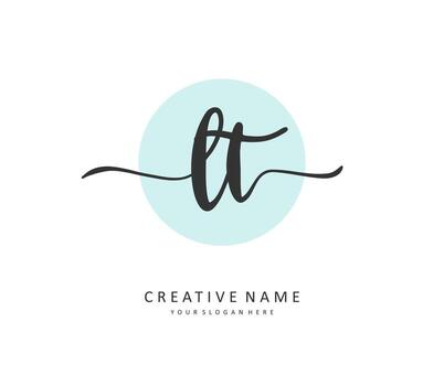 L T LT Initial letter handwriting and  signature logo. A concept handwriting initial logo with template element. vector