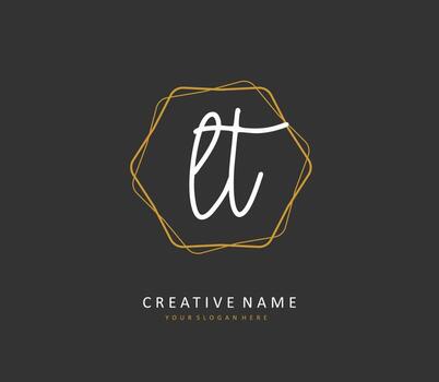 L T LT Initial letter handwriting and  signature logo. A concept handwriting initial logo with template element. vector