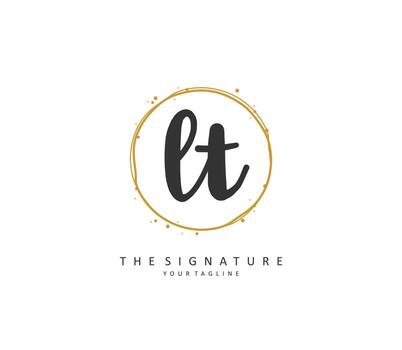 L T LT Initial letter handwriting and  signature logo. A concept handwriting initial logo with template element. vector