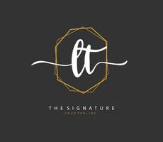 L T LT Initial letter handwriting and  signature logo. A concept handwriting initial logo with template element. vector