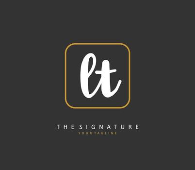 L T LT Initial letter handwriting and  signature logo. A concept handwriting initial logo with template element. vector