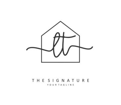 L T LT Initial letter handwriting and  signature logo. A concept handwriting initial logo with template element. vector