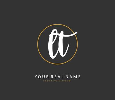 L T LT Initial letter handwriting and  signature logo. A concept handwriting initial logo with template element. vector