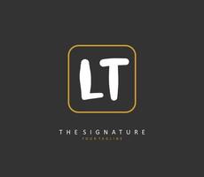 L T LT Initial letter handwriting and  signature logo. A concept handwriting initial logo with template element. vector