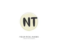 N T NT Initial letter handwriting and  signature logo. A concept handwriting initial logo with template element. vector