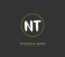 N T NT Initial letter handwriting and  signature logo. A concept handwriting initial logo with template element. vector