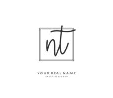 N T NT Initial letter handwriting and  signature logo. A concept handwriting initial logo with template element. vector