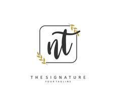 N T NT Initial letter handwriting and  signature logo. A concept handwriting initial logo with template element. vector