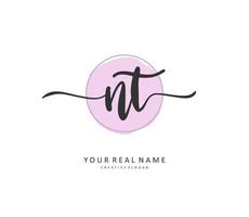 N T NT Initial letter handwriting and  signature logo. A concept handwriting initial logo with template element. vector