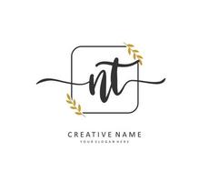 N T NT Initial letter handwriting and  signature logo. A concept handwriting initial logo with template element. vector