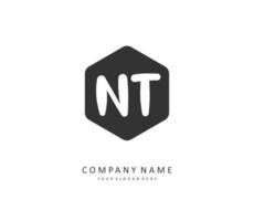 N T NT Initial letter handwriting and  signature logo. A concept handwriting initial logo with template element. vector