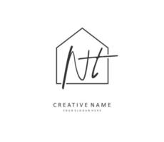 N T NT Initial letter handwriting and  signature logo. A concept handwriting initial logo with template element. vector