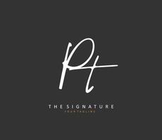 P T PT Initial letter handwriting and  signature logo. A concept handwriting initial logo with template element. vector