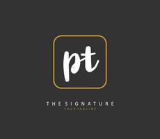 P T PT Initial letter handwriting and  signature logo. A concept handwriting initial logo with template element. vector