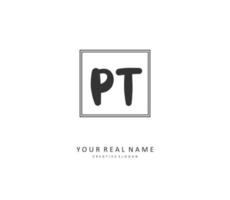 P T PT Initial letter handwriting and  signature logo. A concept handwriting initial logo with template element. vector