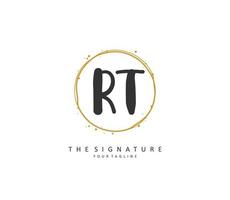 R T RT Initial letter handwriting and  signature logo. A concept handwriting initial logo with template element. vector