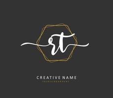 R T RT Initial letter handwriting and  signature logo. A concept handwriting initial logo with template element. vector