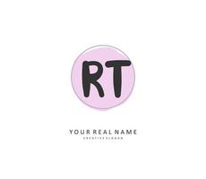 R T RT Initial letter handwriting and  signature logo. A concept handwriting initial logo with template element. vector