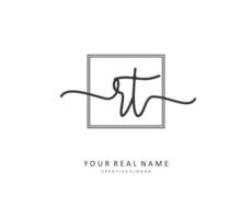 R T RT Initial letter handwriting and  signature logo. A concept handwriting initial logo with template element. vector