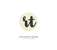 R T RT Initial letter handwriting and  signature logo. A concept handwriting initial logo with template element. vector