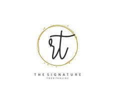 R T RT Initial letter handwriting and  signature logo. A concept handwriting initial logo with template element. vector