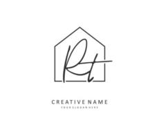 R T RT Initial letter handwriting and  signature logo. A concept handwriting initial logo with template element. vector