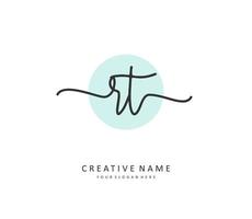 R T RT Initial letter handwriting and  signature logo. A concept handwriting initial logo with template element. vector