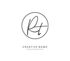 R T RT Initial letter handwriting and  signature logo. A concept handwriting initial logo with template element. vector