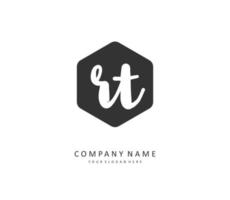 R T RT Initial letter handwriting and  signature logo. A concept handwriting initial logo with template element. vector