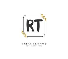 R T RT Initial letter handwriting and  signature logo. A concept handwriting initial logo with template element. vector