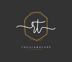 R T RT Initial letter handwriting and  signature logo. A concept handwriting initial logo with template element. vector