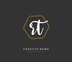 R T RT Initial letter handwriting and  signature logo. A concept handwriting initial logo with template element. vector