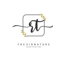 R T RT Initial letter handwriting and  signature logo. A concept handwriting initial logo with template element. vector