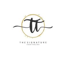 T TT Initial letter handwriting and  signature logo. A concept handwriting initial logo with template element. vector