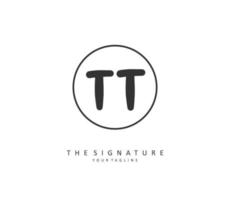 T TT Initial letter handwriting and  signature logo. A concept handwriting initial logo with template element. vector