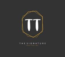 T TT Initial letter handwriting and  signature logo. A concept handwriting initial logo with template element. vector