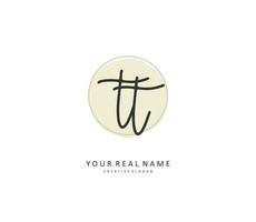 T TT Initial letter handwriting and  signature logo. A concept handwriting initial logo with template element. vector
