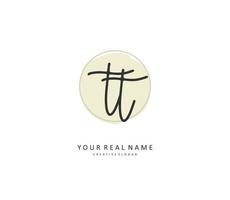 T TT Initial letter handwriting and  signature logo. A concept handwriting initial logo with template element. vector