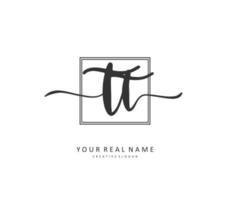 T TT Initial letter handwriting and  signature logo. A concept handwriting initial logo with template element. vector