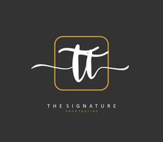 T TT Initial letter handwriting and  signature logo. A concept handwriting initial logo with template element. vector