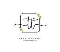 T TT Initial letter handwriting and  signature logo. A concept handwriting initial logo with template element. vector