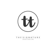 T TT Initial letter handwriting and  signature logo. A concept handwriting initial logo with template element. vector