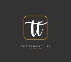 T TT Initial letter handwriting and  signature logo. A concept handwriting initial logo with template element. vector