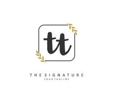 T TT Initial letter handwriting and  signature logo. A concept handwriting initial logo with template element. vector