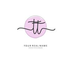 T TT Initial letter handwriting and  signature logo. A concept handwriting initial logo with template element. vector
