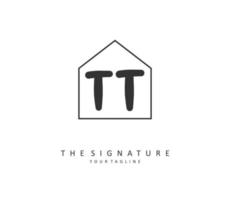 T TT Initial letter handwriting and  signature logo. A concept handwriting initial logo with template element. vector