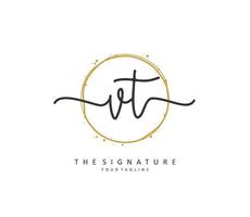 V T VT Initial letter handwriting and  signature logo. A concept handwriting initial logo with template element. vector