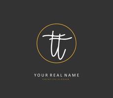 T TT Initial letter handwriting and  signature logo. A concept handwriting initial logo with template element. vector