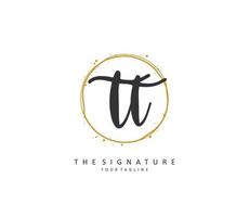 T TT Initial letter handwriting and  signature logo. A concept handwriting initial logo with template element. vector